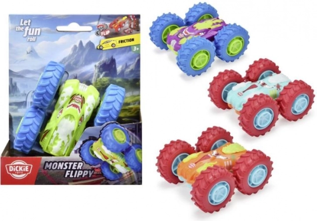 Auto monster flippy à inertie, 10 cm, 4 couleurs/modèles