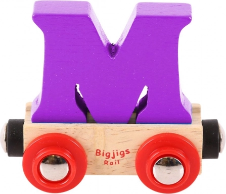 Wagon en bois avec la lettre M BIGJIGS RAIL