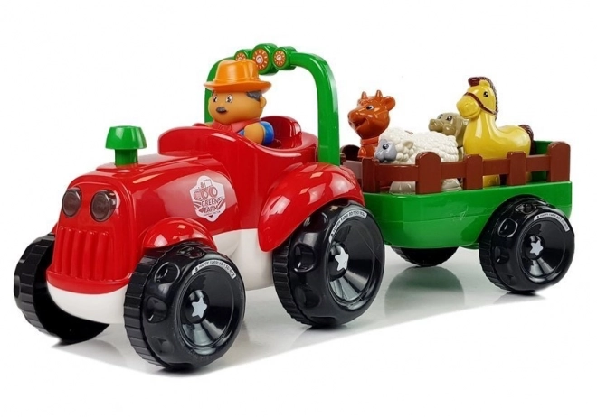 Tracteur avec remorque, animaux pour enfants avec lumière sur piles Son