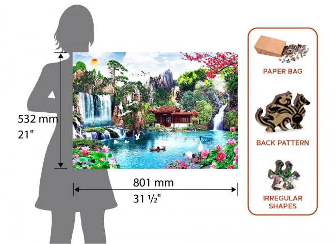 Puzzle en bois Cascades dans un jardin japonais