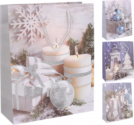 Sac cadeau de Noël taille L (30 × 42 × 12 cm), assortiment de 4 motifs