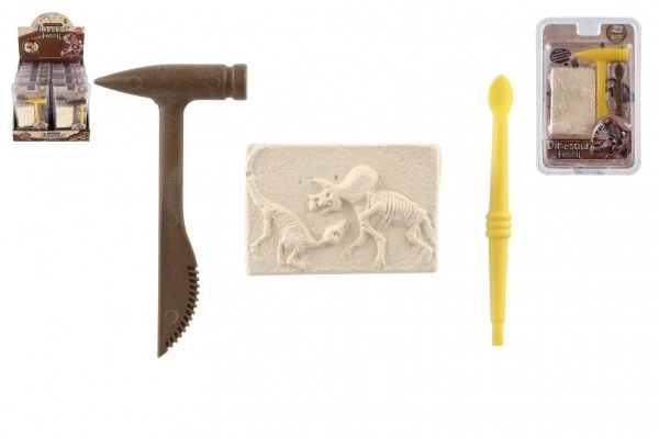 Petit archéologue fossile de dinosaure plastique 2 couleurs sous blister 12,5x19x5cm 12pcs en boîte