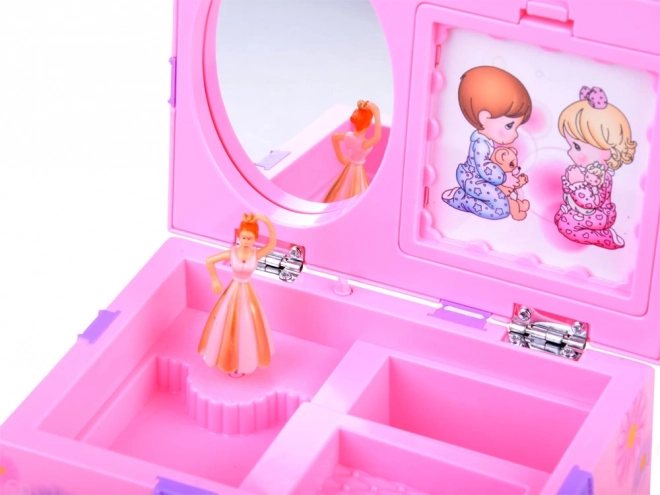 Boîte à bijoux rose avec boîte à musique pour petites filles