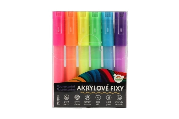 Marqueurs acryliques fluorescents pour différentes surfaces 6 pcs