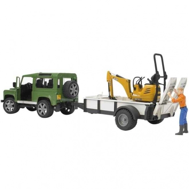 Ensemble de jeu Bruder SUV et mini-pelle à chenilles JCB avec remorque