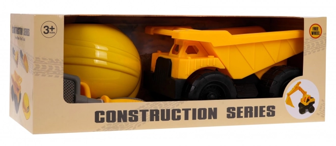 Véhicule de construction avec casque et accessoires