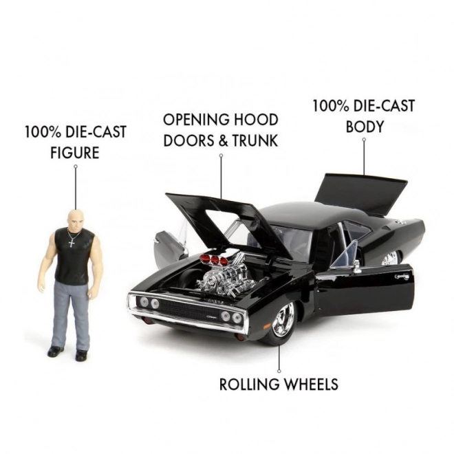 Véhicule Rychle a zběsile 1970 Dodge Charger 1:24 + figurine Dominic Toretto