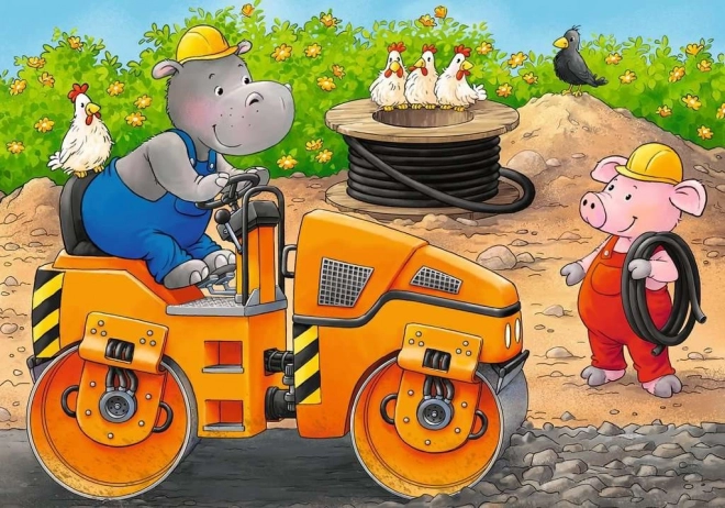 Mon premier puzzle Animaux sur le chantier 4 en 1