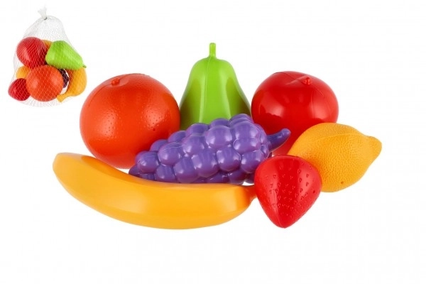 Fruits en plastique dans un filet pour enfants