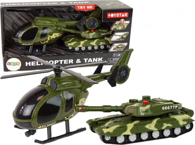 Set militaire – char à inertie et hélicoptère