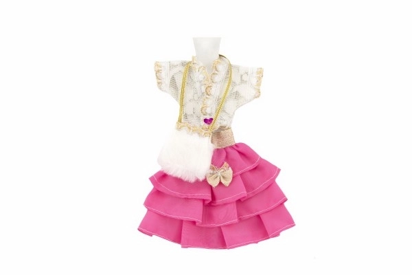 Robes/Vêtements courts pour poupées, assortiment de types en sac 22x30 cm