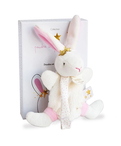 Doudou Jouet avec attache-tétine lapin 15 cm