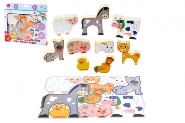 Puzzle/Jeu de casse-tête en bois ferme 20x14cm dans une boîte 24x21x2cm 24m+