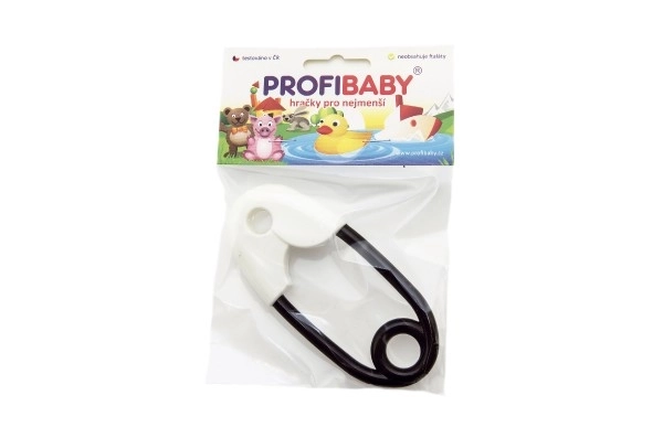 Hochet épingle plastique noir et blanc 12cm assortis 2 types en sachet 0m+