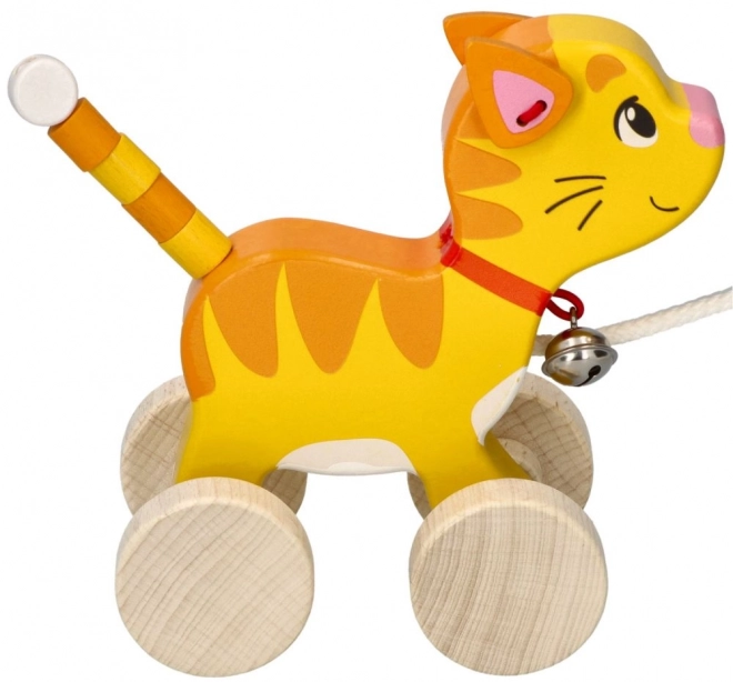 Jouet à tirer en bois chat