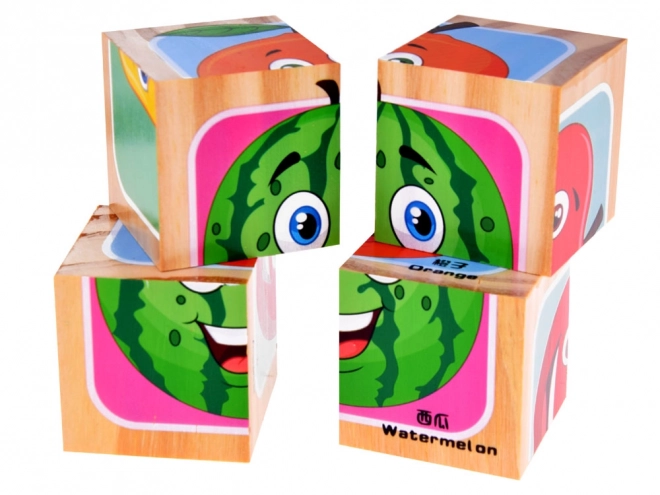 Blocs en bois casse-tête aux fruits