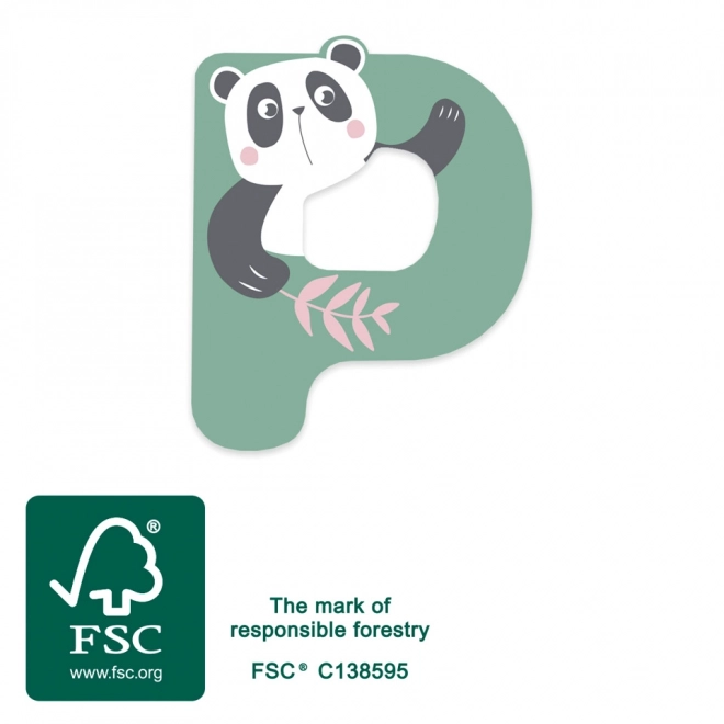 lettre en bois P avec panda