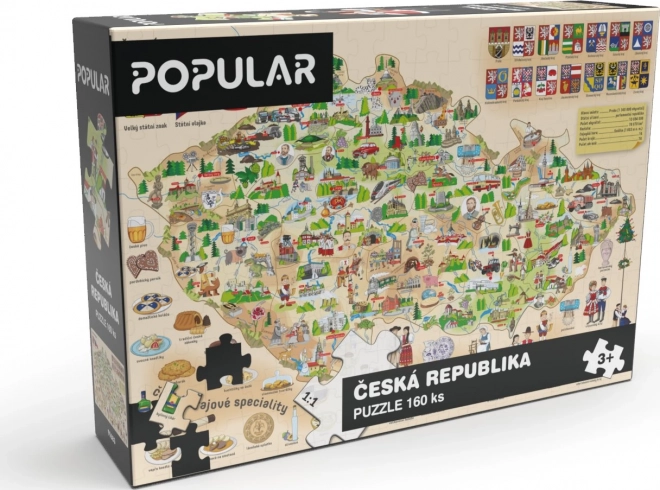 Puzzle populaire de la carte de la République tchèque de 160 pièces