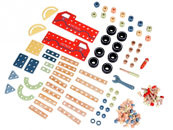 Jeu de construction en bois Montessori tour de voiture