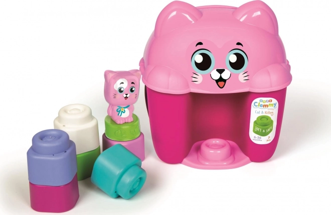 CLEMENTONI SOFT CLEMMY Boîte avec couvercle Chat avec 6 blocs