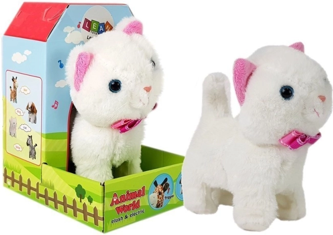 Chat blanc interactif à piles