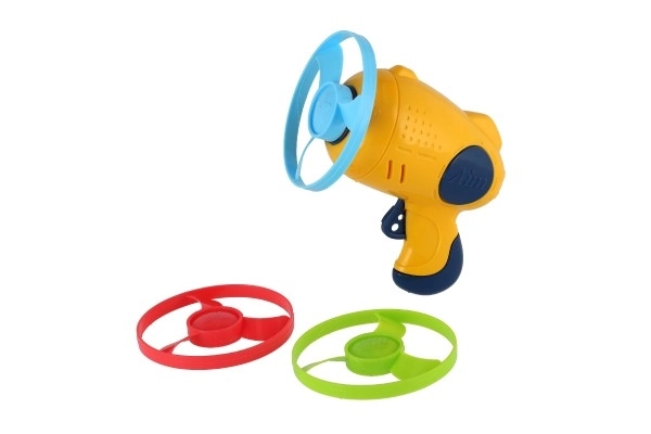 Hélice à lancer 3 pièces + démarreur pistolet plastique 4 couleurs sur carte 21,5x26x6cm
