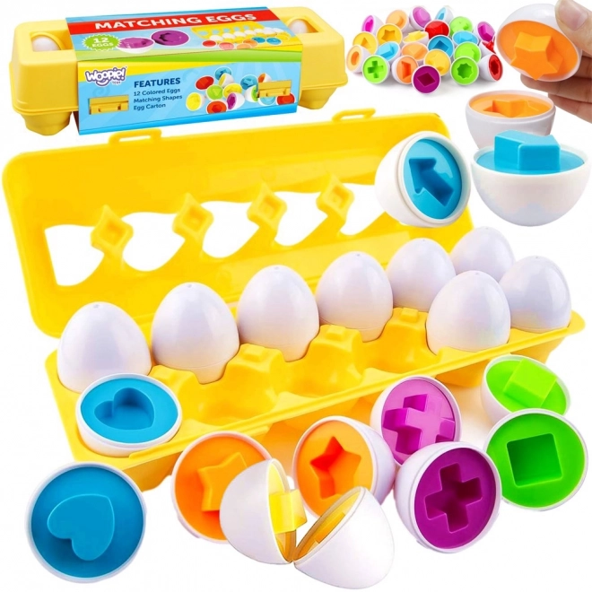 Œufs Montessori empilables WOOPIE - Combinez les formes et les couleurs