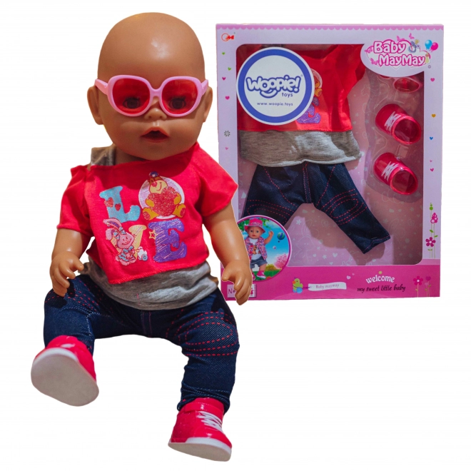 Vêtements de poupée LOVE élégants avec lunettes et chaussures 43-46 cm