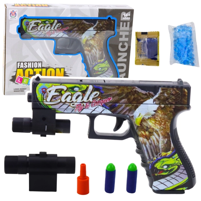Pistolet à fléchettes en mousse et billes d'eau avec laser
