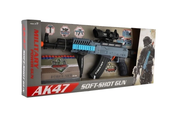 Fusil mitrailleur avec balles en mousse + 12 balles plastique 60cm sur batterie avec lumière, son dans une boîte 65x27x6cm