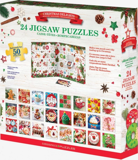 Calendrier de l'Avent avec puzzle Eurographics 24 x 50 pièces – Gourmandises de Noël