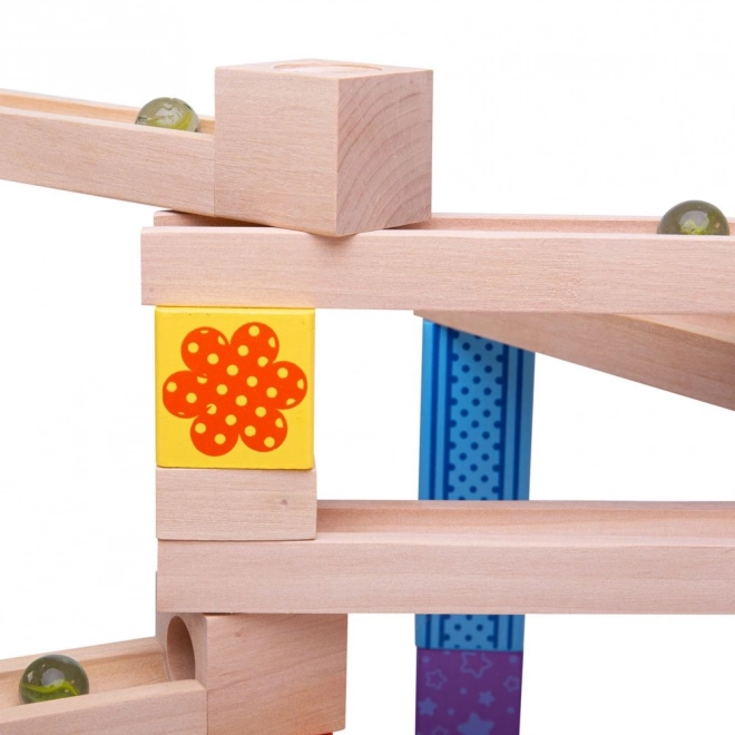 Bigjigs Toys Piste de billes en bois colorée