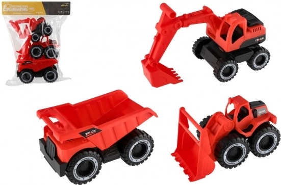 Set de 3 véhicules de chantier en plastique 15–19 cm à roue libre