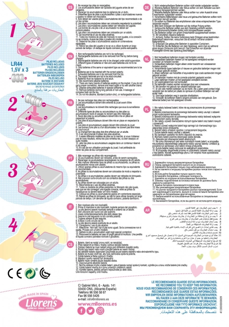 Llorens Baby Julia - poupée réaliste avec sons et corps en tissu doux - 42 cm