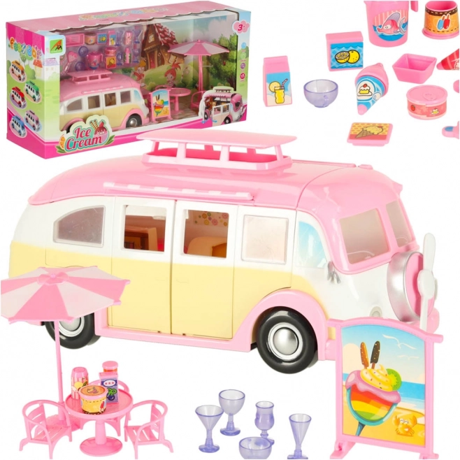 Camping-car glacier pliable avec mini café et accessoires, 30 pièces