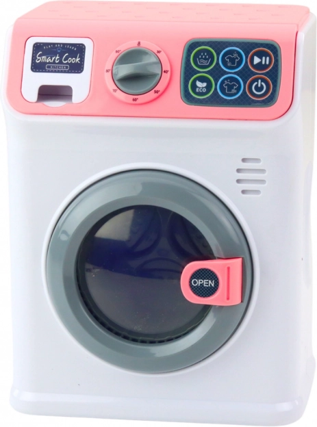 Jouet pour enfants lave-linge avec tambour rotatif blanc-rose