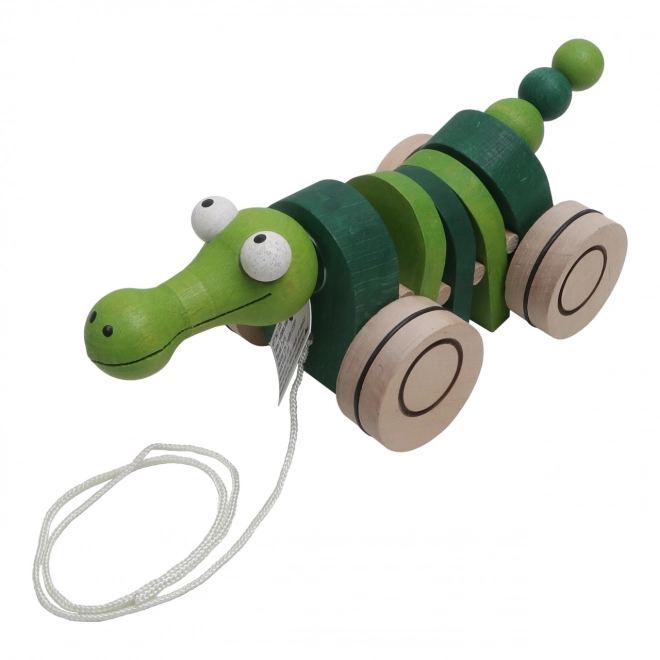 Jouet à tirer en bois - Crocodile clapotant