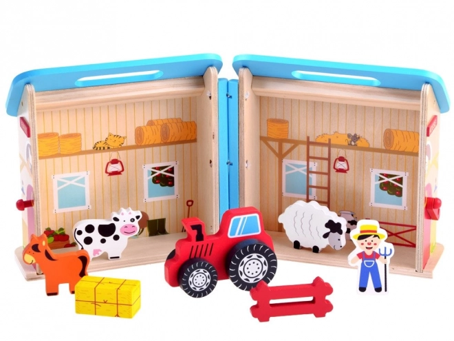 Maison pliante en bois avec ferme d'animaux