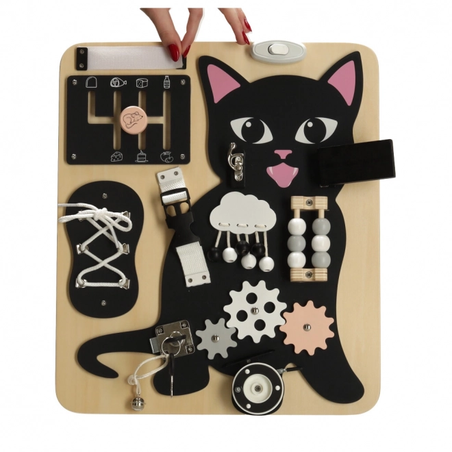 Planche sensorielle en bois Chat