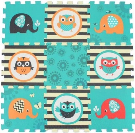 Puzzle en mousse souple Chouette et Éléphant 9 pcs
