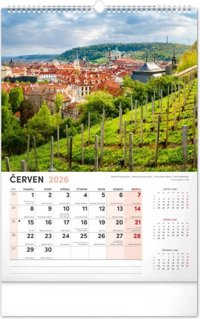 Calendrier mural Prague 2026