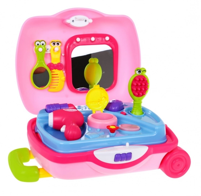 Toilette interactive 2 en 1 valise rose pour filles 2+ Mélodies Lumières + accessoires