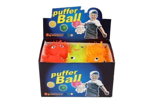 Balle en caoutchouc poilue antistress 8,5 cm avec lumière sur piles jusqu'à 6 couleurs