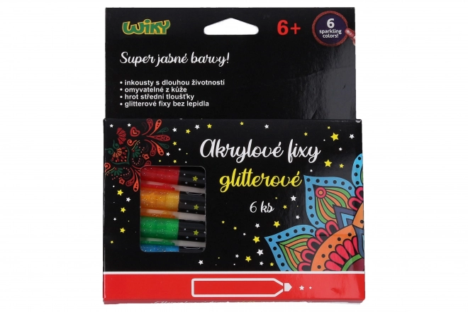 Feutres acryliques pailletés 6 pcs