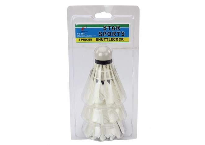 Ensemble de 3 volants de badminton en plumes.