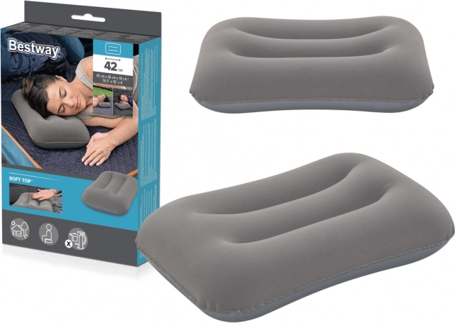 Oreiller Gonflable Velours Gris Bestway
