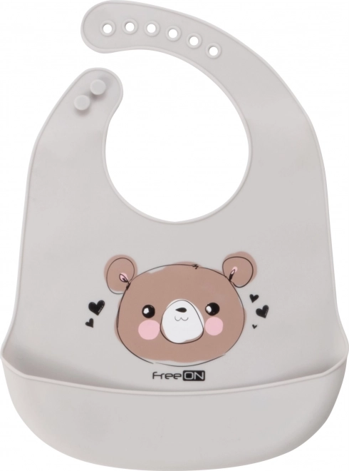 FreeON bavoir en silicone Ourson, gris