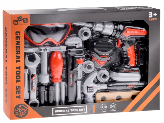 Grande trousse d'outils pour bricoleurs - perceuse, marteau et clé