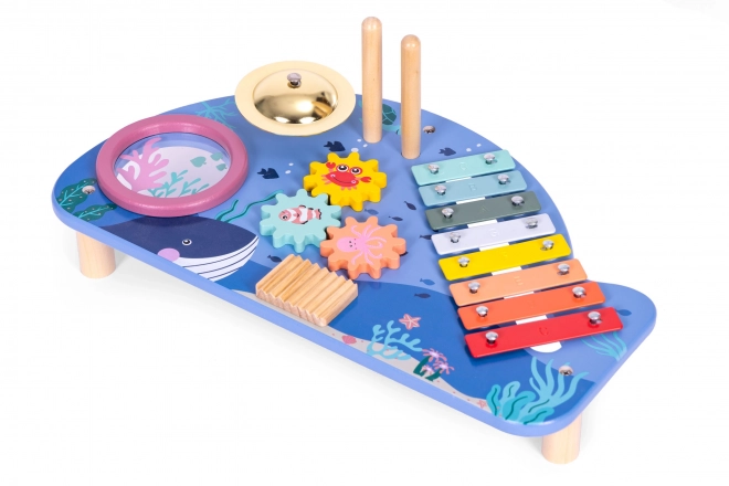 Table musicale avec xylophone, cymbales, tambourin et hochet monde marin ECOTOYS