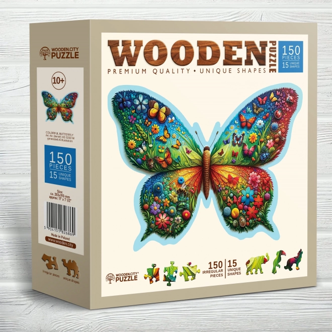 Puzzle en bois Papillon coloré 150 pièces